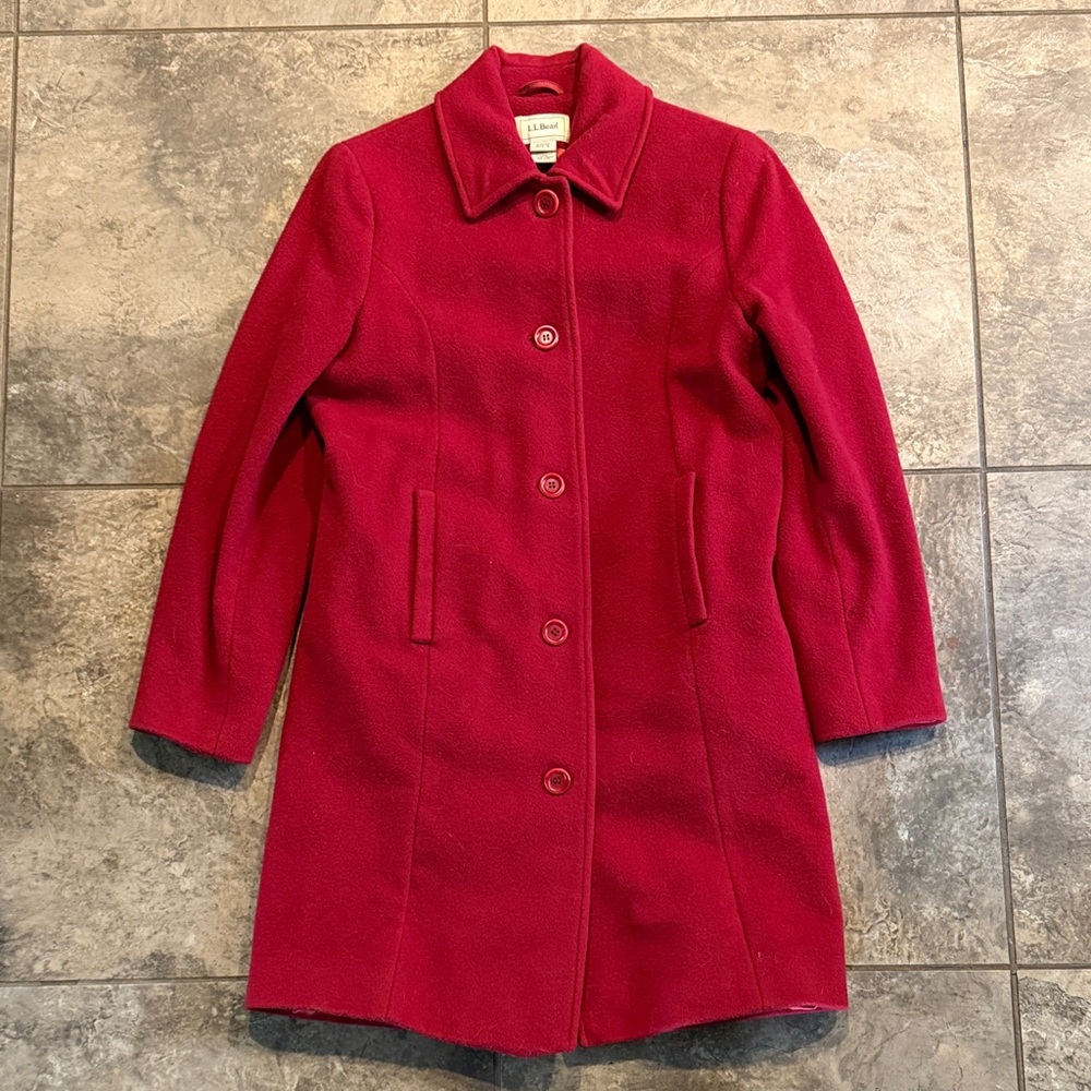 L.L. Bean Vintage Authentic Women's Vibrant Red Trench Coat